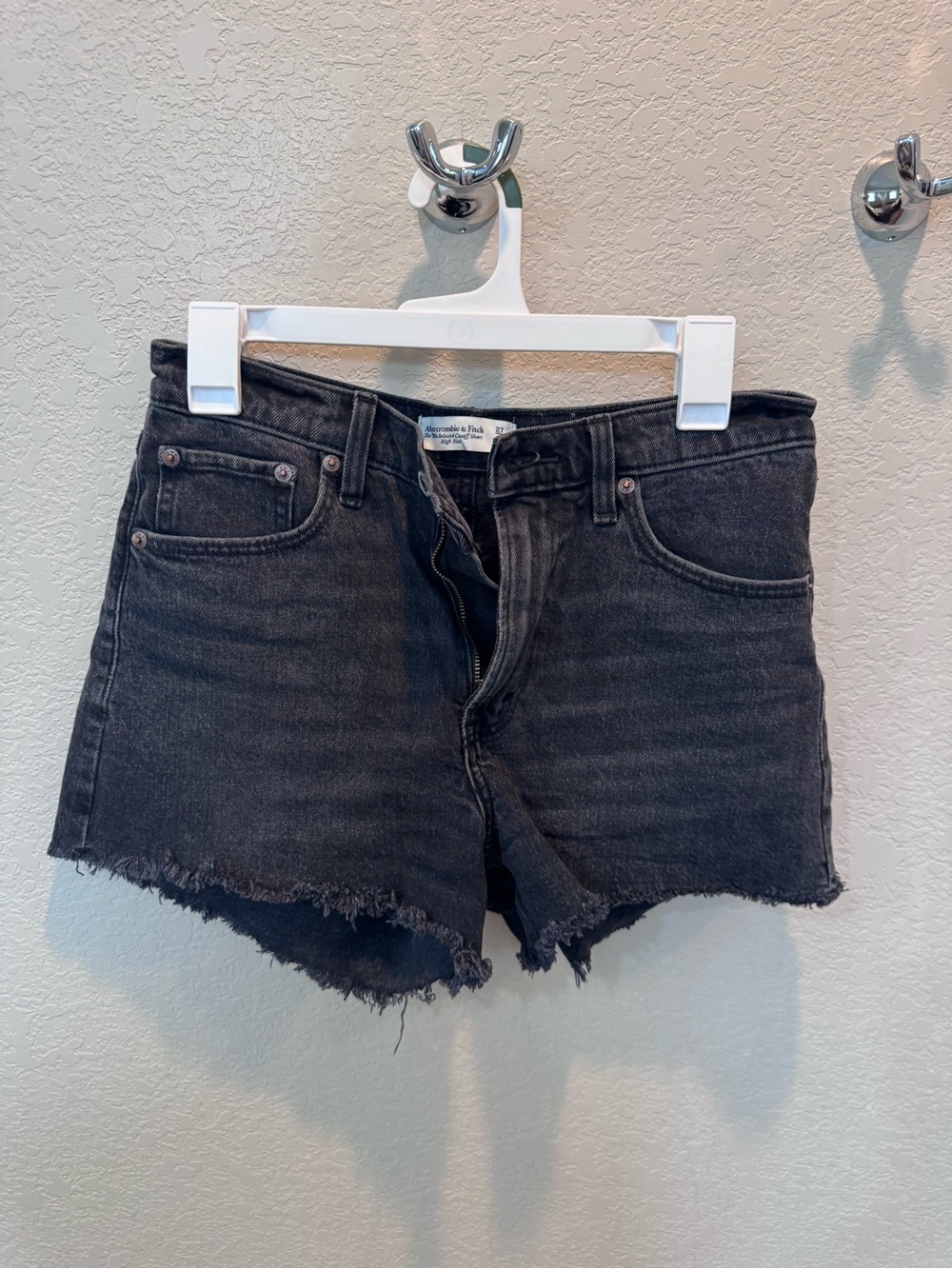 Abercrombie & Fitch Black Frayed Hem Denim Shorts
